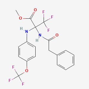 molecular formula C19H16F6N2O4 B4297924 METHYL 3,3,3-TRIFLUORO-2-(2-PHENYLACETAMIDO)-2-{[4-(TRIFLUOROMETHOXY)PHENYL]AMINO}PROPANOATE 