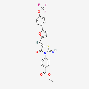 molecular formula C24H17F3N2O5S B4297996 ethyl 4-[(5Z)-2-imino-4-oxo-5-({5-[4-(trifluoromethoxy)phenyl]furan-2-yl}methylidene)-1,3-thiazolidin-3-yl]benzoate 