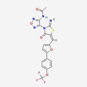 molecular formula C19H12F3N5O5S B4298042 N-{4-[(5E)-2-imino-4-oxo-5-({5-[4-(trifluoromethoxy)phenyl]furan-2-yl}methylidene)-1,3-thiazolidin-3-yl]-1,2,5-oxadiazol-3-yl}acetamide 