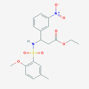 molecular formula C19H22N2O7S B4298106 ethyl 3-(2-methoxy-5-methylbenzenesulfonamido)-3-(3-nitrophenyl)propanoate 