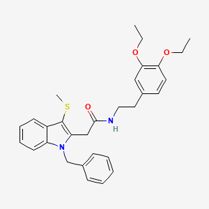 molecular formula C30H34N2O3S B4298335 2-[1-benzyl-3-(methylsulfanyl)-1H-indol-2-yl]-N-[2-(3,4-diethoxyphenyl)ethyl]acetamide 