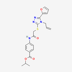 molecular formula C21H22N4O4S B4298392 PROPAN-2-YL 4-(2-{[5-(FURAN-2-YL)-4-(PROP-2-EN-1-YL)-4H-1,2,4-TRIAZOL-3-YL]SULFANYL}ACETAMIDO)BENZOATE 