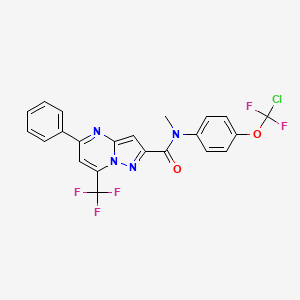 molecular formula C22H14ClF5N4O2 B4298400 N-[4-(CHLORODIFLUOROMETHOXY)PHENYL]-N-METHYL-5-PHENYL-7-(TRIFLUOROMETHYL)PYRAZOLO[1,5-A]PYRIMIDINE-2-CARBOXAMIDE 