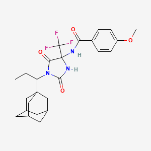 molecular formula C25H30F3N3O4 B4298427 N-{1-[1-(ADAMANTAN-1-YL)PROPYL]-2,5-DIOXO-4-(TRIFLUOROMETHYL)IMIDAZOLIDIN-4-YL}-4-METHOXYBENZAMIDE 