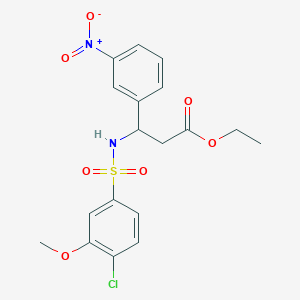 molecular formula C18H19ClN2O7S B4298701 ETHYL 3-(4-CHLORO-3-METHOXYBENZENESULFONAMIDO)-3-(3-NITROPHENYL)PROPANOATE 
