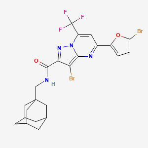 molecular formula C23H21Br2F3N4O2 B4298900 N-[(ADAMANTAN-1-YL)METHYL]-3-BROMO-5-(5-BROMOFURAN-2-YL)-7-(TRIFLUOROMETHYL)PYRAZOLO[15-A]PYRIMIDINE-2-CARBOXAMIDE 