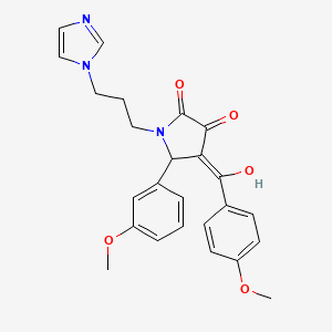 molecular formula C25H25N3O5 B4298949 3-HYDROXY-1-[3-(1H-IMIDAZOL-1-YL)PROPYL]-4-(4-METHOXYBENZOYL)-5-(3-METHOXYPHENYL)-2,5-DIHYDRO-1H-PYRROL-2-ONE 