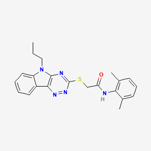molecular formula C22H23N5OS B4299023 N-(2,6-Dimethylphenyl)-2-({5-propyl-5H-[1,2,4]triazino[5,6-B]indol-3-YL}sulfanyl)acetamide 