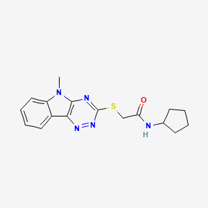 molecular formula C17H19N5OS B4299513 N-CYCLOPENTYL-2-({5-METHYL-5H-[1,2,4]TRIAZINO[5,6-B]INDOL-3-YL}SULFANYL)ACETAMIDE 