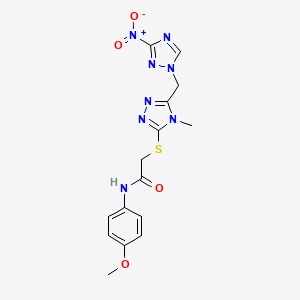 molecular formula C15H16N8O4S B4299689 N-(4-methoxyphenyl)-2-({4-methyl-5-[(3-nitro-1H-1,2,4-triazol-1-yl)methyl]-4H-1,2,4-triazol-3-yl}sulfanyl)acetamide 