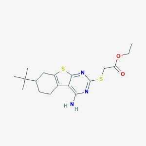 molecular formula C18H25N3O2S2 B429974 Ethyl [(4-amino-7-tert-butyl-5,6,7,8-tetrahydro[1]benzothieno[2,3-d]pyrimidin-2-yl)sulfanyl]acetate 
