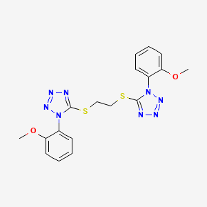molecular formula C18H18N8O2S2 B4299775 1-(2-METHOXYPHENYL)-5-[(2-{[1-(2-METHOXYPHENYL)-1H-1,2,3,4-TETRAZOL-5-YL]SULFANYL}ETHYL)SULFANYL]-1H-1,2,3,4-TETRAZOLE 