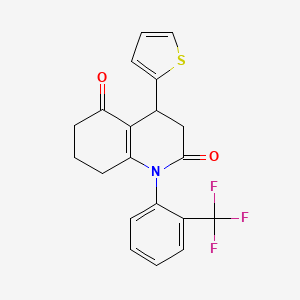 molecular formula C20H16F3NO2S B4299802 4-(THIOPHEN-2-YL)-1-[2-(TRIFLUOROMETHYL)PHENYL]-1,2,3,4,5,6,7,8-OCTAHYDROQUINOLINE-2,5-DIONE 