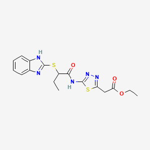 molecular formula C17H19N5O3S2 B4299810 ETHYL 2-{5-[2-(1H-1,3-BENZODIAZOL-2-YLSULFANYL)BUTANAMIDO]-1,3,4-THIADIAZOL-2-YL}ACETATE 