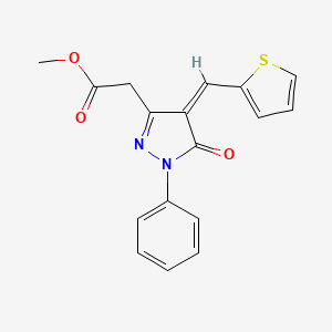 molecular formula C17H14N2O3S B4300403 METHYL 2-[(4Z)-5-OXO-1-PHENYL-4-[(THIOPHEN-2-YL)METHYLIDENE]-4,5-DIHYDRO-1H-PYRAZOL-3-YL]ACETATE 