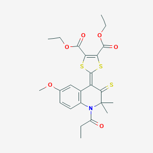 Diethyl 2-(6-methoxy-2,2-dimethyl-1-propanoyl-3-sulfanylidenequinolin-4-ylidene)-1,3-dithiole-4,5-dicarboxylate