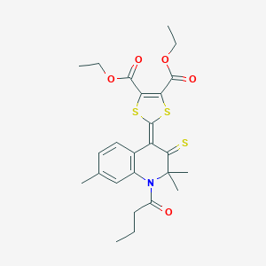 Diethyl 2-(1-butanoyl-2,2,7-trimethyl-3-sulfanylidenequinolin-4-ylidene)-1,3-dithiole-4,5-dicarboxylate