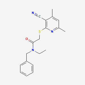 molecular formula C19H21N3OS B4300637 N-benzyl-2-[(3-cyano-4,6-dimethylpyridin-2-yl)sulfanyl]-N-ethylacetamide 