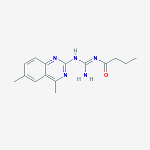 molecular formula C15H19N5O B430076 N-[amino-[(4,6-dimethylquinazolin-2-yl)amino]methylidene]butanamide 
