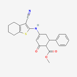 molecular formula C23H22N2O3S B4300941 Methyl 4-[(3-cyano-4,5,6,7-tetrahydro-1-benzothiophen-2-yl)amino]-2-oxo-6-phenylcyclohex-3-ene-1-carboxylate 