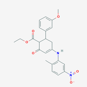 molecular formula C23H24N2O6 B4300942 ETHYL 6-(3-METHOXYPHENYL)-4-(2-METHYL-5-NITROANILINO)-2-OXO-3-CYCLOHEXENE-1-CARBOXYLATE 