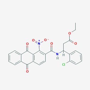 molecular formula C26H19ClN2O7 B4301197 ETHYL 3-(2-CHLOROPHENYL)-3-[(1-NITRO-9,10-DIOXO-9,10-DIHYDROANTHRACEN-2-YL)FORMAMIDO]PROPANOATE 