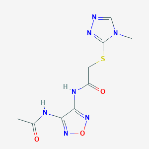 molecular formula C9H11N7O3S B4301319 N-(4-ACETAMIDO-1,2,5-OXADIAZOL-3-YL)-2-[(4-METHYL-4H-1,2,4-TRIAZOL-3-YL)SULFANYL]ACETAMIDE 