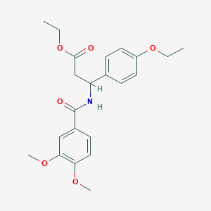 molecular formula C22H27NO6 B4301380 ETHYL 3-[(3,4-DIMETHOXYPHENYL)FORMAMIDO]-3-(4-ETHOXYPHENYL)PROPANOATE 