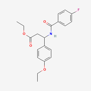 molecular formula C20H22FNO4 B4301443 ETHYL 3-(4-ETHOXYPHENYL)-3-[(4-FLUOROPHENYL)FORMAMIDO]PROPANOATE 