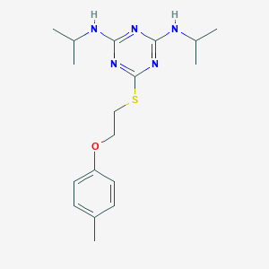 molecular formula C18H27N5OS B430163 N-isopropyl-N-(4-(isopropylamino)-6-{[2-(4-methylphenoxy)ethyl]sulfanyl}-1,3,5-triazin-2-yl)amine CAS No. 364619-75-0
