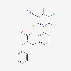 molecular formula C24H22ClN3OS B4301846 N,N-dibenzyl-2-[(5-chloro-3-cyano-4,6-dimethylpyridin-2-yl)sulfanyl]acetamide 