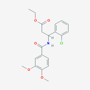 molecular formula C20H22ClNO5 B4302086 ETHYL 3-(2-CHLOROPHENYL)-3-[(3,4-DIMETHOXYPHENYL)FORMAMIDO]PROPANOATE 