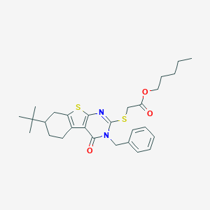 molecular formula C28H36N2O3S2 B430209 Pentyl [(3-benzyl-7-tert-butyl-4-oxo-3,4,5,6,7,8-hexahydro[1]benzothieno[2,3-d]pyrimidin-2-yl)sulfanyl]acetate 