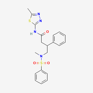 molecular formula C20H22N4O3S2 B4302179 N-(5-METHYL-1,3,4-THIADIAZOL-2-YL)-4-(N-METHYLBENZENESULFONAMIDO)-3-PHENYLBUTANAMIDE 