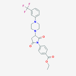 molecular formula C24H24F3N3O4 B430223 Ethyl 4-[2,5-dioxo-3-[4-[3-(trifluoromethyl)phenyl]piperazin-1-yl]pyrrolidin-1-yl]benzoate CAS No. 313481-81-1