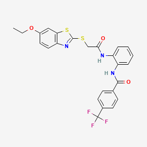 molecular formula C25H20F3N3O3S2 B4302297 N-(2-{2-[(6-ETHOXY-1,3-BENZOTHIAZOL-2-YL)SULFANYL]ACETAMIDO}PHENYL)-4-(TRIFLUOROMETHYL)BENZAMIDE 