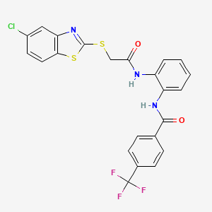 molecular formula C23H15ClF3N3O2S2 B4302310 N-(2-{2-[(5-CHLORO-13-BENZOTHIAZOL-2-YL)SULFANYL]ACETAMIDO}PHENYL)-4-(TRIFLUOROMETHYL)BENZAMIDE 