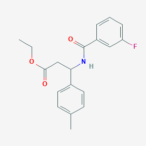 molecular formula C19H20FNO3 B4302352 ETHYL 3-[(3-FLUOROPHENYL)FORMAMIDO]-3-(4-METHYLPHENYL)PROPANOATE 