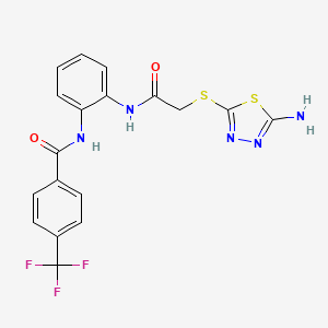molecular formula C18H14F3N5O2S2 B4302360 N-(2-{2-[(5-AMINO-1,3,4-THIADIAZOL-2-YL)SULFANYL]ACETAMIDO}PHENYL)-4-(TRIFLUOROMETHYL)BENZAMIDE 