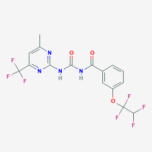 molecular formula C16H11F7N4O3 B4302469 N-[4-METHYL-6-(TRIFLUOROMETHYL)-2-PYRIMIDINYL]-N'-[3-(1,1,2,2-TETRAFLUOROETHOXY)BENZOYL]UREA 