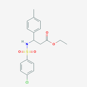 molecular formula C18H20ClNO4S B4302555 ETHYL 3-(4-CHLOROBENZENESULFONAMIDO)-3-(4-METHYLPHENYL)PROPANOATE 