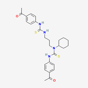 molecular formula C27H34N4O2S2 B4302578 N-(3-{[(4-ACETYLANILINO)CARBOTHIOYL]AMINO}PROPYL)-N'-(4-ACETYLPHENYL)-N-CYCLOHEXYLTHIOUREA 
