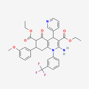 molecular formula C34H32F3N3O6 B4302603 DIETHYL 2-AMINO-7-(3-METHOXYPHENYL)-5-OXO-4-(3-PYRIDYL)-1-[3-(TRIFLUOROMETHYL)PHENYL]-1,4,5,6,7,8-HEXAHYDRO-3,6-QUINOLINEDICARBOXYLATE 