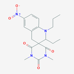 2'-ethyl-1,3-dimethyl-6'-nitro-1'-propyl-1',4'-dihydro-2H,2'H-spiro[pyrimidine-5,3'-quinoline]-2,4,6(1H,3H)-trione
