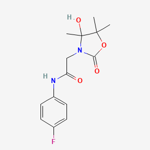 molecular formula C14H17FN2O4 B4302688 N-(4-fluorophenyl)-2-(4-hydroxy-4,5,5-trimethyl-2-oxo-1,3-oxazolidin-3-yl)acetamide 