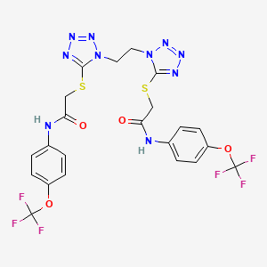 molecular formula C22H18F6N10O4S2 B4302749 2,2'-[ethane-1,2-diylbis(1H-tetrazole-1,5-diylthio)]bis{N-[4-(trifluoromethoxy)phenyl]acetamide} 