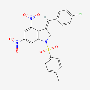 molecular formula C22H16ClN3O6S B4302764 3-(4-chlorobenzylidene)-1-[(4-methylphenyl)sulfonyl]-4,6-dinitroindoline 