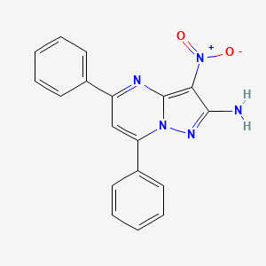 molecular formula C18H13N5O2 B4302770 3-nitro-5,7-diphenylpyrazolo[1,5-a]pyrimidin-2-amine 