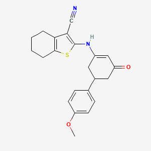 molecular formula C22H22N2O2S B4302809 2-{[5-(4-methoxyphenyl)-3-oxocyclohex-1-en-1-yl]amino}-4,5,6,7-tetrahydro-1-benzothiophene-3-carbonitrile 