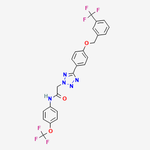 molecular formula C24H17F6N5O3 B4302814 N-[4-(trifluoromethoxy)phenyl]-2-[5-(4-{[3-(trifluoromethyl)benzyl]oxy}phenyl)-2H-tetrazol-2-yl]acetamide 